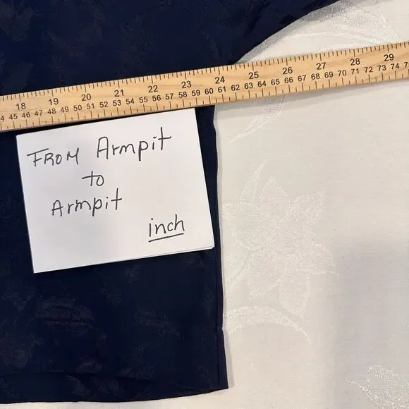 Chico's Women's Size 2 (12-14) Navy Blue Jacquard Dolman Sleeve‎ Top Rayon - Picture 3 of 9